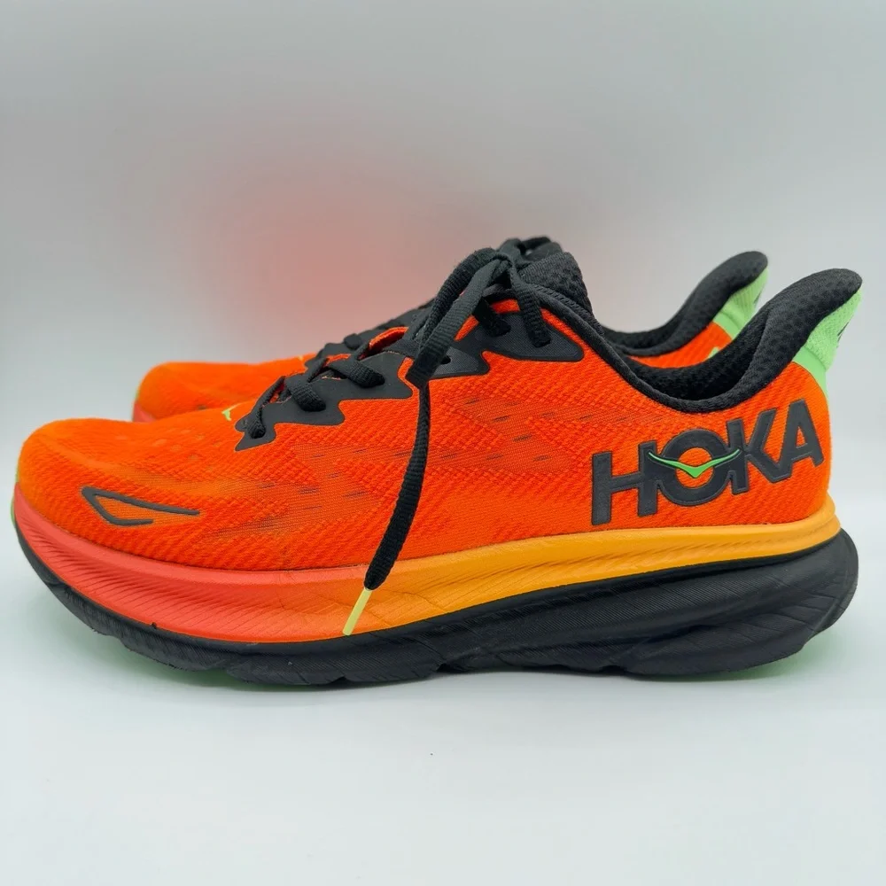 Hoka One One Clifton 9 Flame Vibrant Orange Road Running Walking Men’s Size 11 - Picture 4 of 8